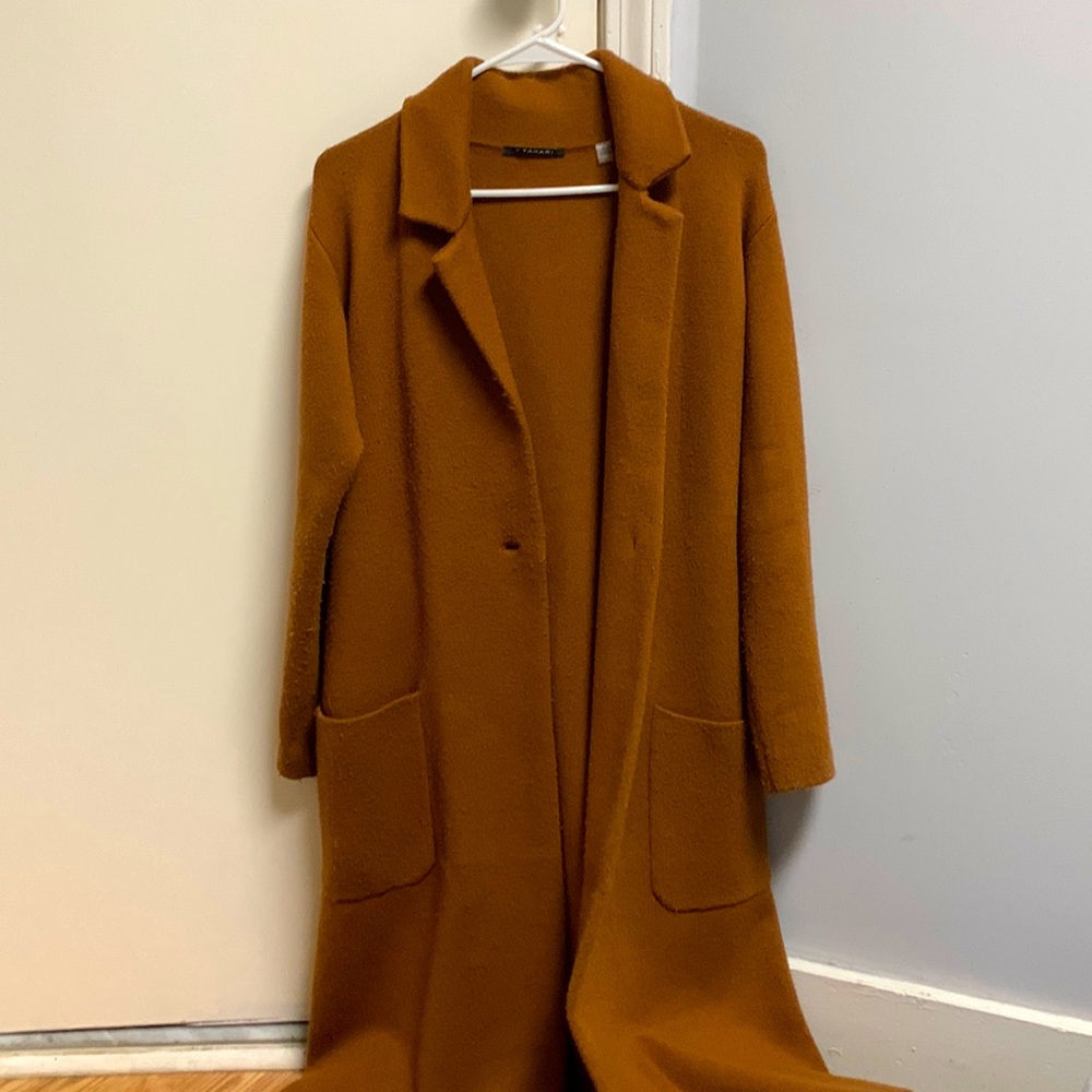 Tahari long coat fleece sweater size S